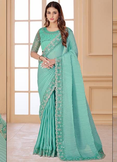 Sky Colour NARI FASHION New Fancy Party Wear Heavy Silk Latest Saree Collection 6140